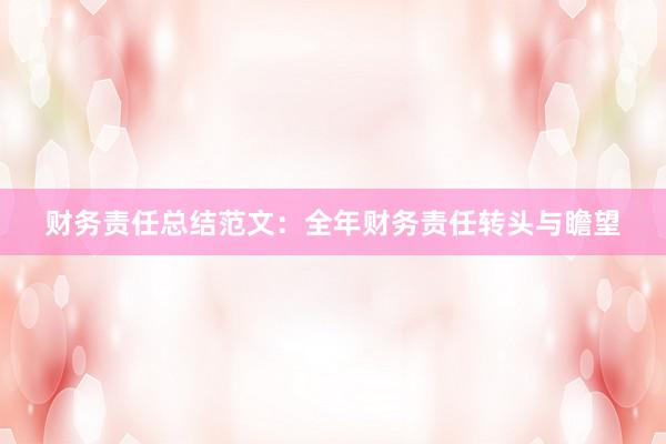 财务责任总结范文：全年财务责任转头与瞻望